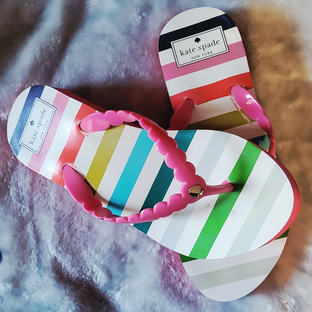Kate Spade Colorful Striped Sandals with Pink Straps